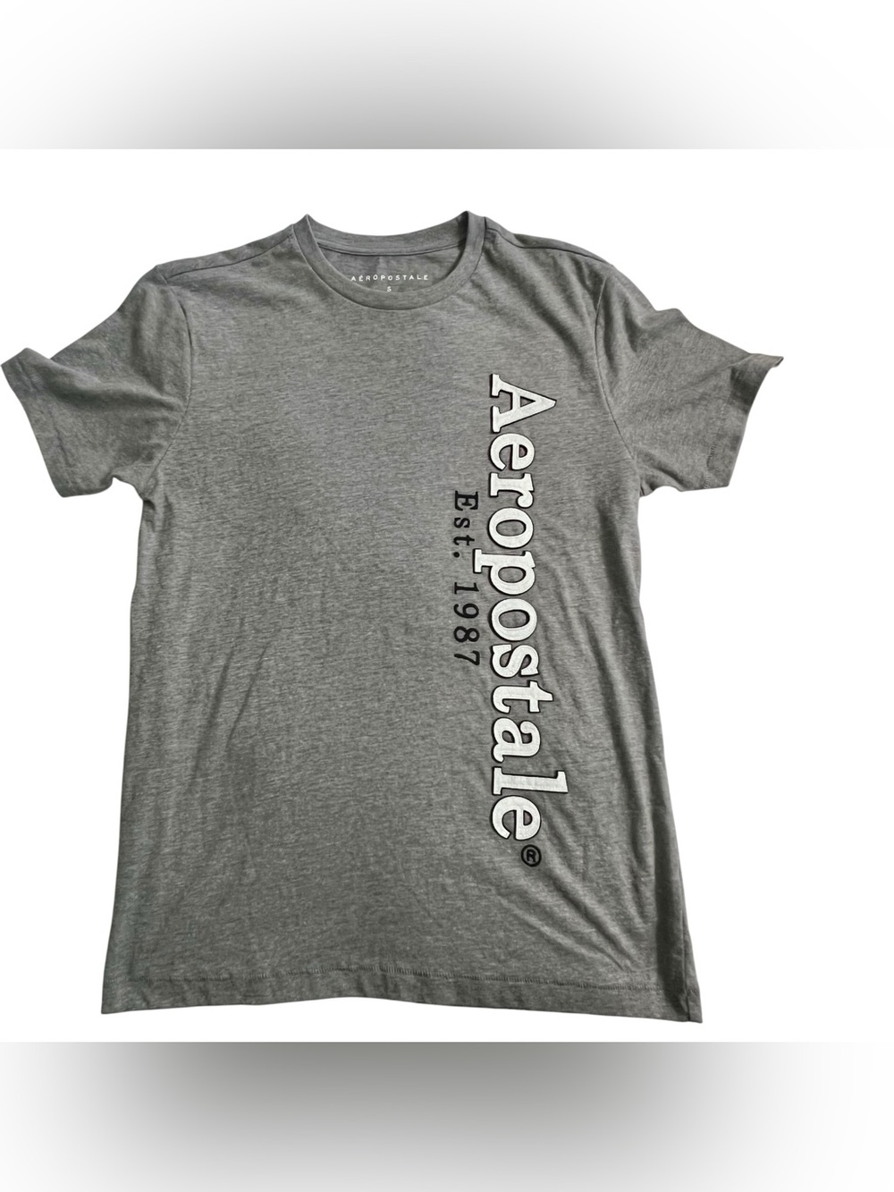 Aeropostale Gray Vertical Logo Short Sleeve Tee - Men's